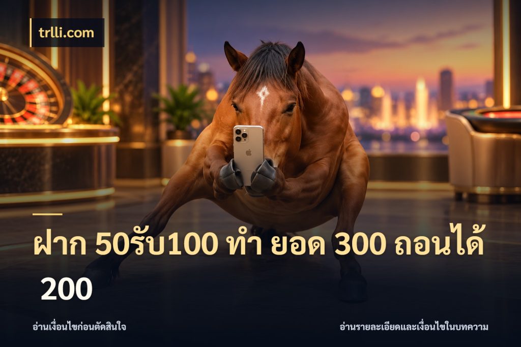 ฝาก 50รับ100 ทํา ยอด 300 ถอนได้ 200 trlli.com สีสันของโปรฝากและยอดรับ