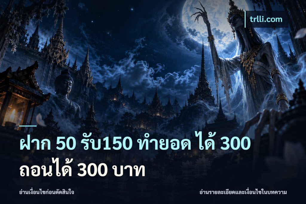 ฝาก 50 รับ150 ทำยอด ได้ 300 ถอนได้ 300 บาท