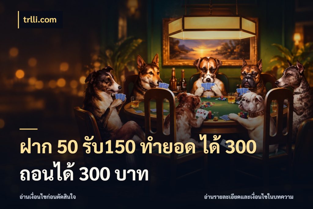 ฝาก 50 รับ150 ทำยอด ได้ 300 ถอนได้ 300 บาท ยอดฝากและยอดรับในมุมของคนชอบลุ้น กับ trlli.com