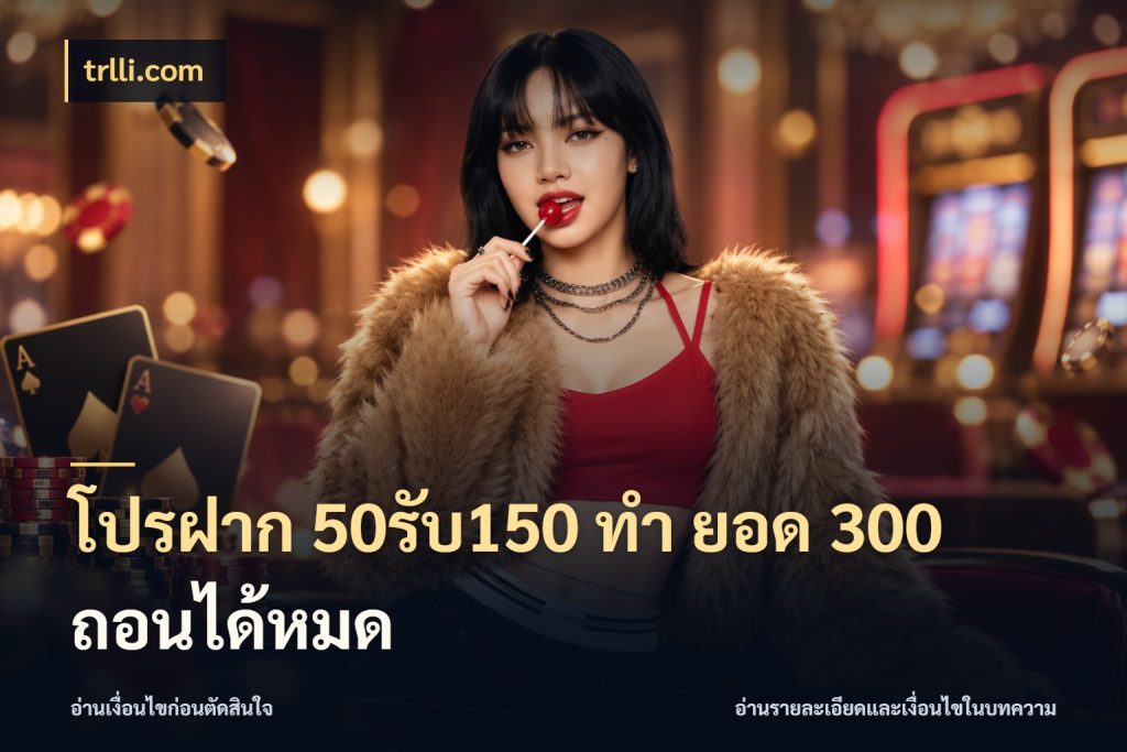 โปรฝาก 50รับ150 ทํา ยอด 300 ถอนได้หมด รูปแบบโบนัสกับสิทธิ์ของสายเกม กับ trlli.com