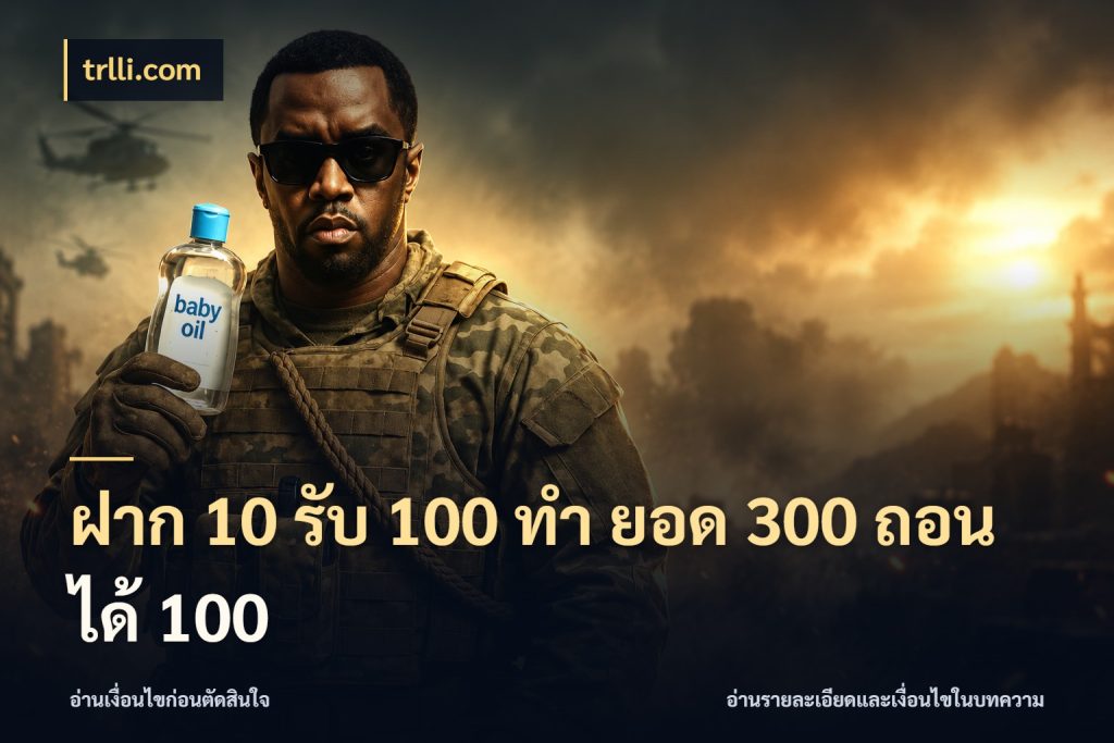 ฝาก 10 รับ 100 ทํา ยอด 300 ถอนได้ 100 จับประเด็นยอดรับก่อนเลือกความสนุก ในมุม trlli.com