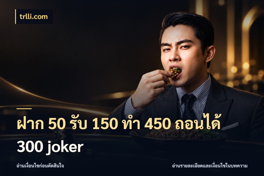 ฝาก 50 รับ 150 ทํา 450 ถอนได้ 300 joker trlli.com เปิดมุมโปรให้เข้ากับเกมแนวโปรด