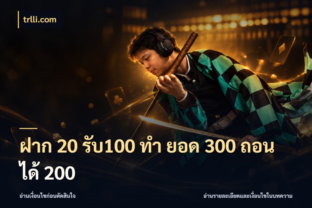 ฝาก 20 รับ100 ทํา ยอด 300 ถอนได้ 200 ยอดฝากและยอดรับในมุมของคนชอบลุ้น กับ trlli.com