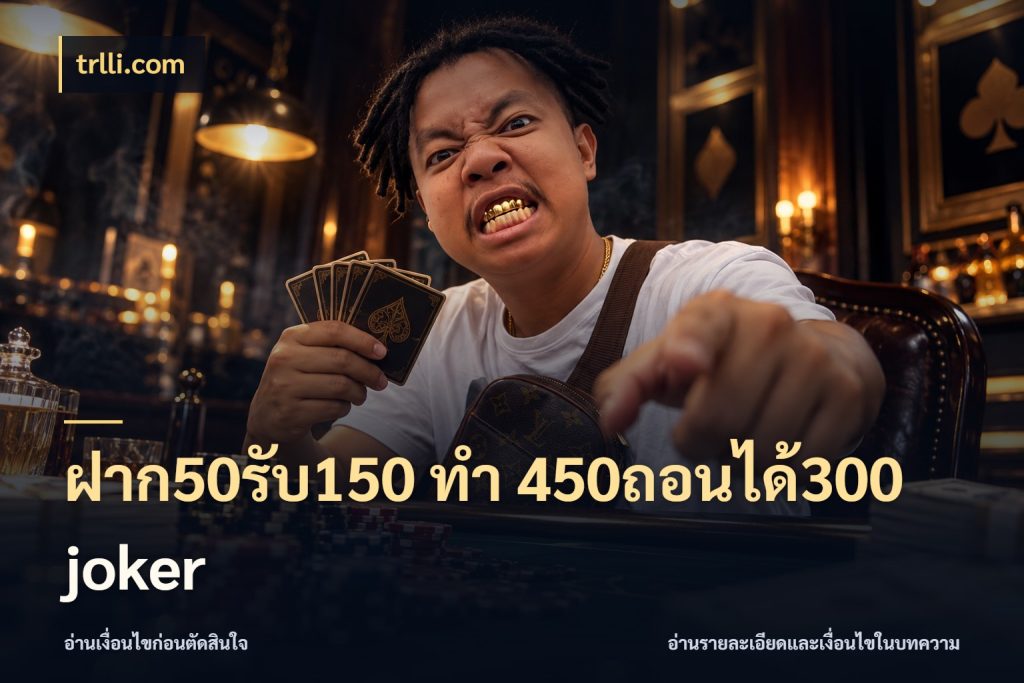 ฝาก50รับ150 ทํา 450ถอนได้300 joker จับคู่โบนัสกับสไตล์เกมที่ชอบ สไตล์ trlli.com