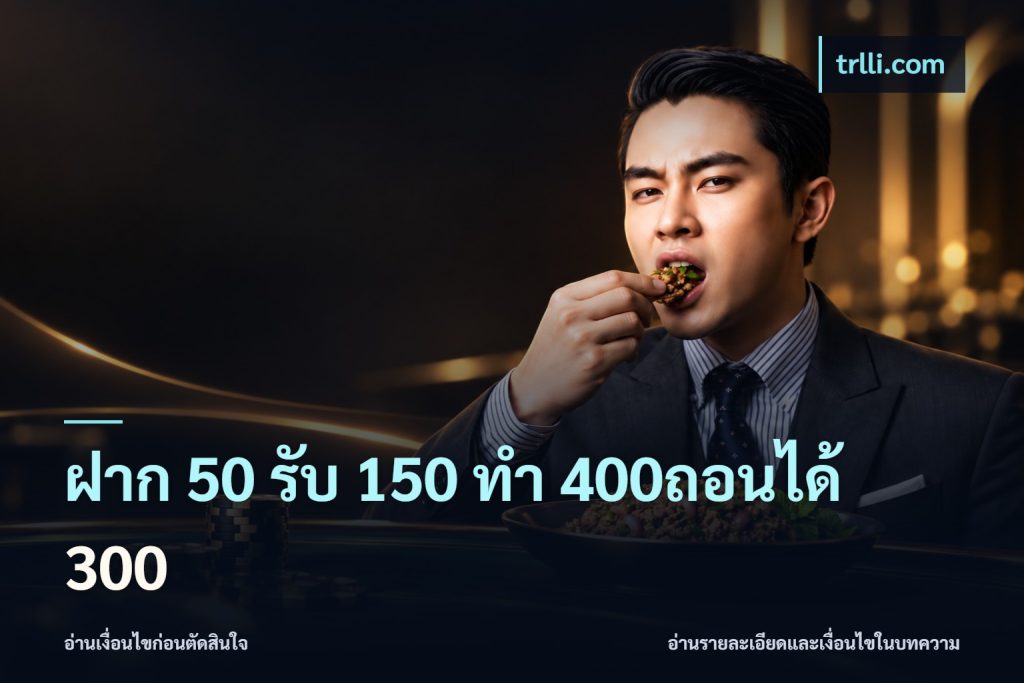 ฝาก 50 รับ 150 ทํา 400ถอนได้ 300