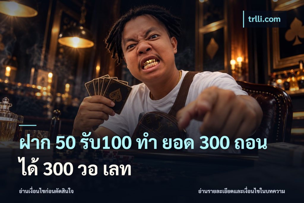 ฝาก 50 รับ100 ทํา ยอด 300 ถอนได้ 300 วอ เลท