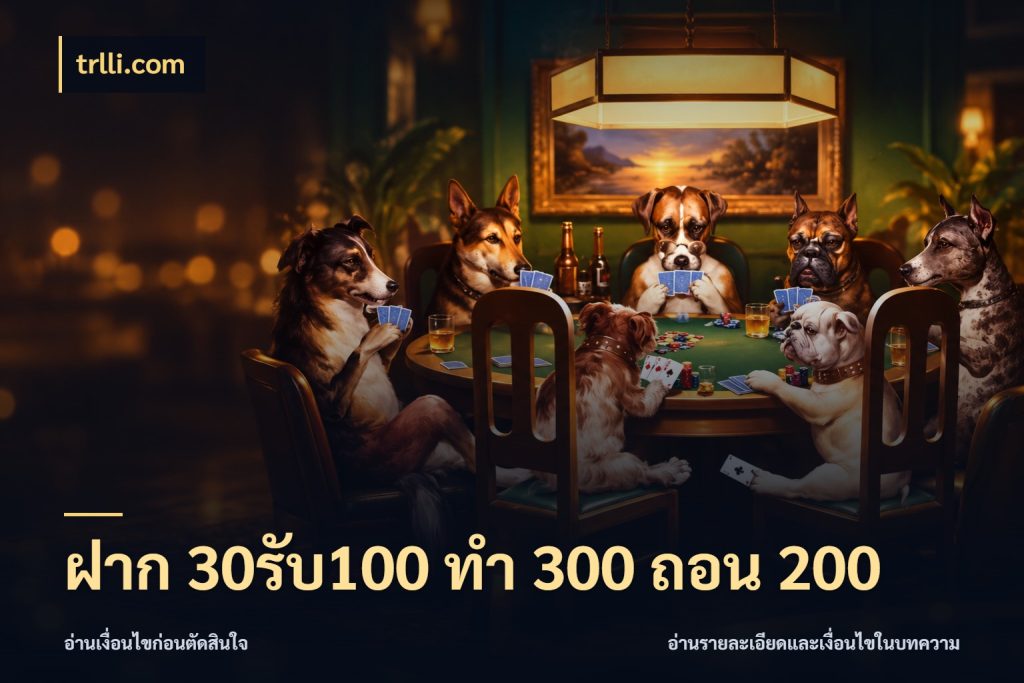 ฝาก 30รับ100 ทํา 300 ถอน 200 เครดิตกับรูปแบบโปรที่ตรงใจ ในมุม trlli.com
