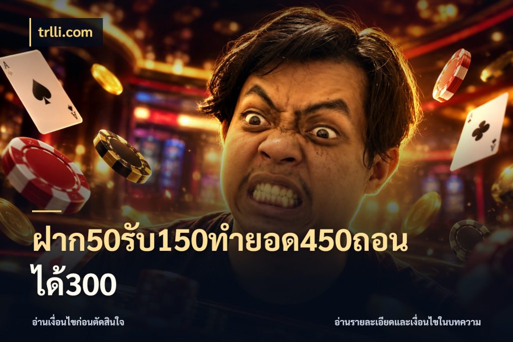 ฝาก50รับ150ทำยอด450ถอนได้300 โปรยอดรับที่สายเกมสนใจ กับ trlli.com