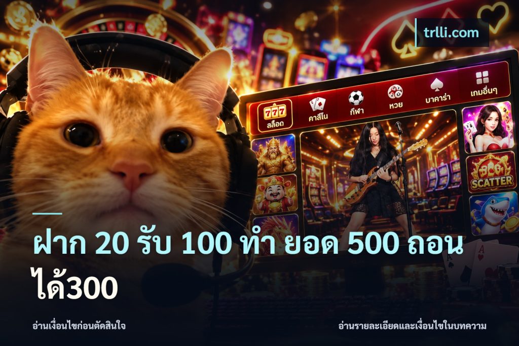ฝาก 20 รับ 100 ทํา ยอด 500 ถอนได้300